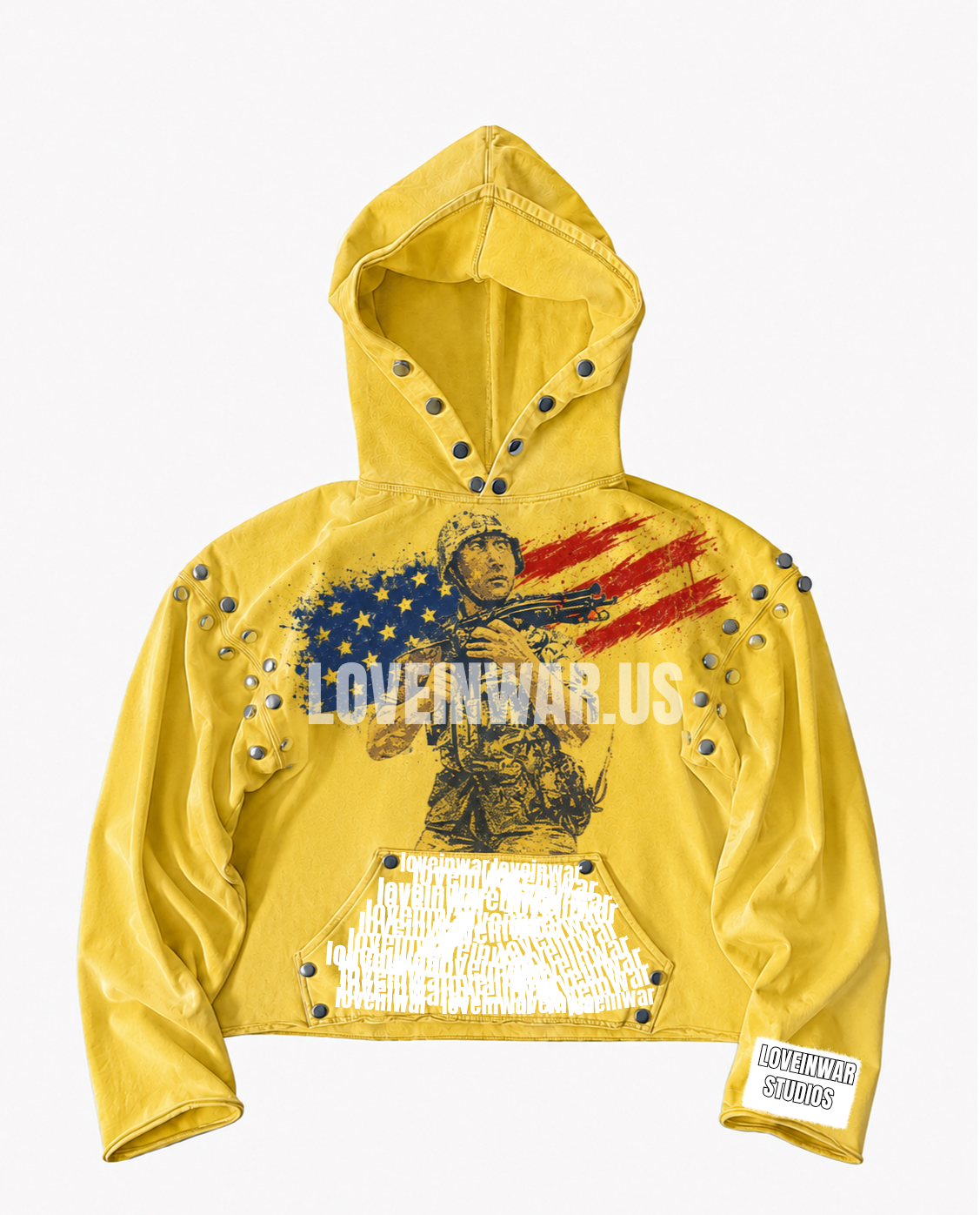 LOVEINWAR YELLOW USA ARMY HOODIE